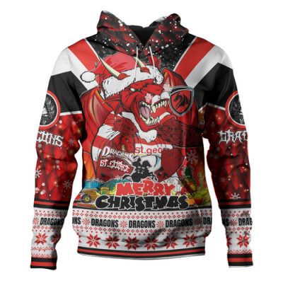 St. George Illawarra Dragons Christmas Custom Hoodie - Dragons Santa Aussie Big Things Hoodie