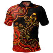 Australia Polo Shirt Aboriginal Lizard Dreaming Outback