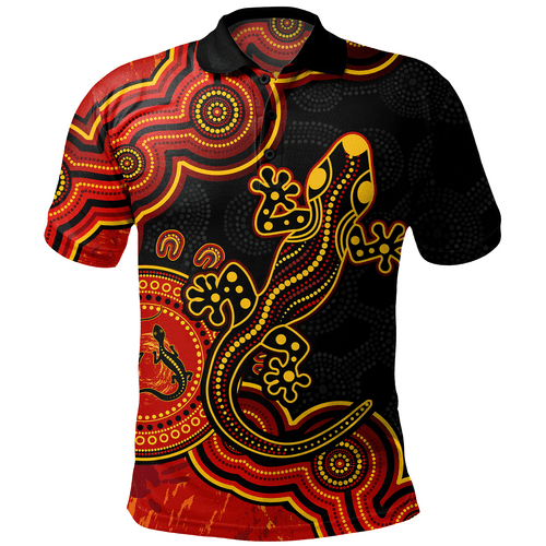 Australia Polo Shirt Aboriginal Lizard Dreaming Outback Australia Polo Shirt Aboriginal Lizard Dreaming Outback