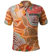 (Dunghutti) Custom Australia Polo Shirt Aboriginal Art Orange