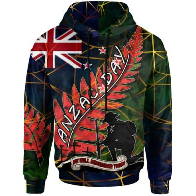 New Zealand Anzac Day Hoodie - Anzac Day "We Will Remember Them" Camouflage Curve Patterns Hoodie