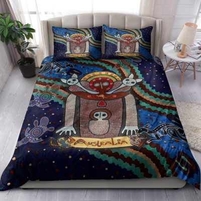 Australia Indigenous Bedding Set - Australia Wandjina With Animals