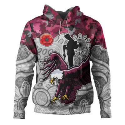Manly Warringah Sea Eagles Anzac Hoodie - Aboriginal Inspired Anzac Eagle Hoodie