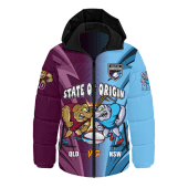 Queensland Maroons Hooded Padded Jacket Queensland Maroons Polo Shirt Custom State Of Origin 2024 Tough Fan Rugby For Life QLD vs NSW Ver 2