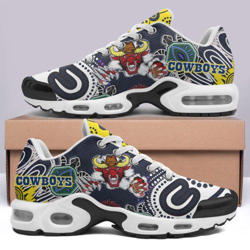 North Queensland Cowboys Cushion Shoes - Custom Indigenous Super Cows With Sea Turtle Scratch Style Cushion Running Shoes North Queensland Cowboys Cushion Shoes - Custom Indigenous Super Cows With Sea Turtle Scratch Style Cushion Running Shoes