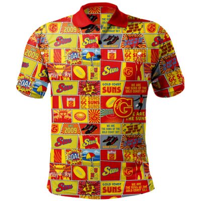 Gold Coast SUNS Polo Shirt Legacy Of The Pride Comic Style