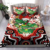St. George Illawarra Dragons Christmas Bedding Set - Custom Merry Christmas green drake Indigenous Bedding Set