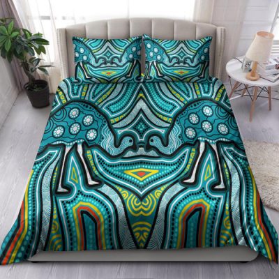 Australia Indigenous Bedding Set - Aboriginal Inspired Emu Artwork