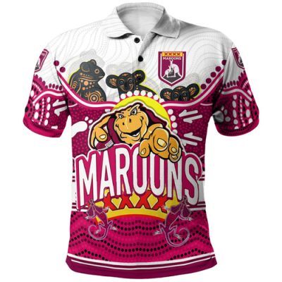 Australia Maroons Cane Toad Custom Polo Shirt - Cane Toadsers Go The Mighty Maroons Indigenous Koala Polo Shirt