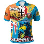 Gold Coast Titans Polo Shirt - Custom Remembrance Titans Anzac Quote With Poppy And Rosemary Polo Shirt