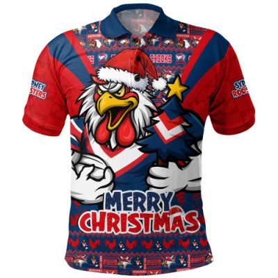 Sydney Roosters Polo Shirt Merry Christmas Festive Spirit Edition