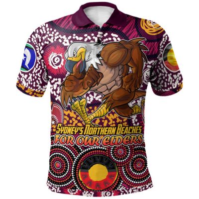 Manly Warringah Sea Eagles Naidoc Polo Shirt - Custom For Our Elders Polo Shirt