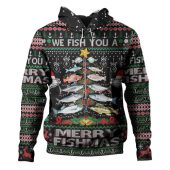 Australia Christmas Fishing Hoodie - Merrry Fishmas Fishing Rod Christmas Tree Hoodie