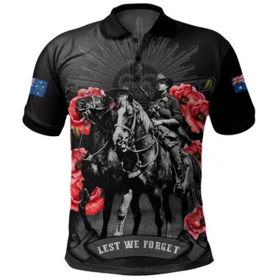 Australia Polo Shirt - Anzac Day Lest We Forget The Light Horse