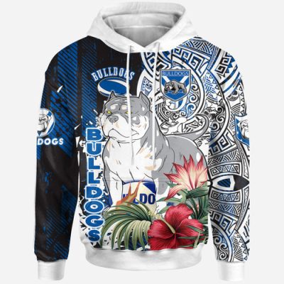 Australia Canterbury-Bankstown Polynesian Hoodie - Custom Super Canterbury-Bankstown With Polynesian Tribal Pattern And Hibiscus Flower Hoodie