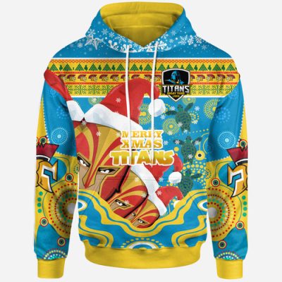 Gold Coast Titans Christmas Hoodie - Custom Merry Titans Christmas Indigenous Hoodie