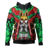 South Sydney Rabbitohs Watercolour Custom Hoodie - Remembrance Souths With Aboriginal Inspired Poppy Flower