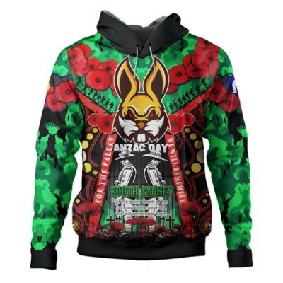 South Sydney Rabbitohs Watercolour Custom Hoodie - Remembrance Souths With Aboriginal Inspired Poppy Flower