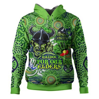 Canberra Raiders Naidoc Hoodie - Custom Canberra Raiders Naidoc Week For Our Elders Watercolour Dot Painting Hoodie