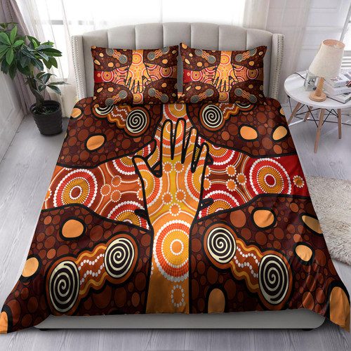 Australia Indigenous Bedding Set - Aboriginal Inspired style Dot art Friendship concept Australia Indigenous Bedding Set - Aboriginal Inspired style Dot art Friendship concept