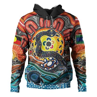 Australia Rainbow Serpent Aboriginal Hoodie - Dreamtime Rainbow Serpent Contemporary Style Hoodie