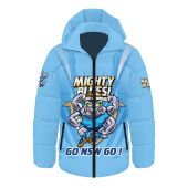 New South Wales Blues Hooded Padded Jacket Custom State Of Origin 2024 Passionate Fan Born To Win Ver 1