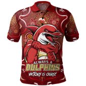 Redcliffe Dolphins Polo Shirt Aboriginal Pattern Inspired Victory Is Ours