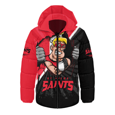 St Kilda Hooded Padded Jacket Breaking Through Fan Design