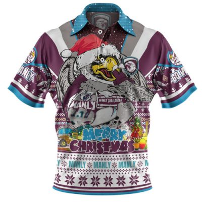 Manly Warringah Sea Eagles Christmas Custom Polo Shirt - Manly Santa Aussie Big Things Polo Shirt
