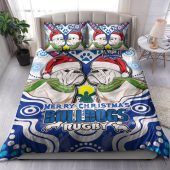 Australia Canterbury-Bankstown Christmas Bedding Set - Custom Merry Canterbury-Bankstown Christmas Indigenous Bedding Set