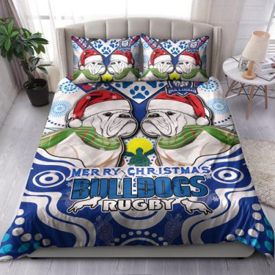 Australia Canterbury-Bankstown Christmas Bedding Set - Custom Merry Canterbury-Bankstown Christmas Indigenous Bedding Set