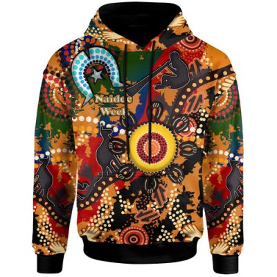 Australia Naidoc Week Hoodie - Custom Naidoc Aboriginal Inspired Dot Art Painting With Hunting "Get up, Stand up, Show up," Hoodie