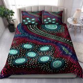 Australia Indigenous Bedding Set - Aboriginal inspired art turtles dreaming story background