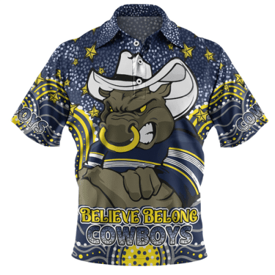 North Queensland Cowboys Naidoc Custom Polo Shirt - Aboriginal Inspired Dot Painting Style Polo Shirt