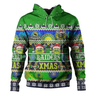 Canberra Raiders Christmas Aboriginal Custom Hoodie - Indigenous Knitted Ugly Xmas Style Hoodie