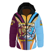 Queensland Maroons Hooded Padded Jacket Custom State Of Origin 2024 Passionate Fan Born To Win QLD vs NSW