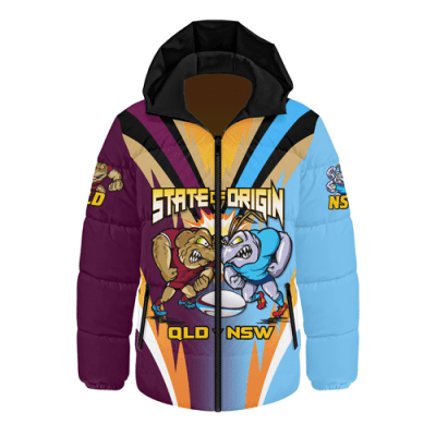 Queensland Maroons Hooded Padded Jacket Custom State Of Origin 2024 Passionate Fan Born To Win QLD vs NSW