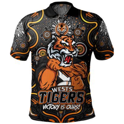 Wests Tigers Polo Shirt Aboriginal Pattern Inspired Victory Is Ours