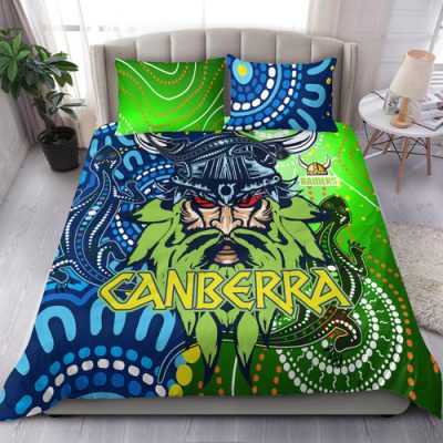 Canberra Raiders Aboriginal Inspired Bedding Set - Indigenous Canberra Raiders Vikings Power