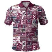 Manly Warringah Sea Eagles Polo Shirt - Team Of Us Die Hard Fan Supporters Comic Style