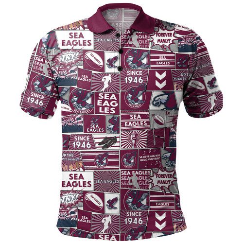 Manly Warringah Sea Eagles Polo Shirt - Team Of Us Die Hard Fan Supporters Comic Style Manly Warringah Sea Eagles Polo Shirt - Team Of Us Die Hard Fan Supporters Comic Style