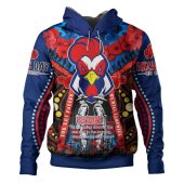 Sydney Roosters Anzac Watercolour Custom Hoodie - Remembrance Sydney Anzac Day With Poppy Flower