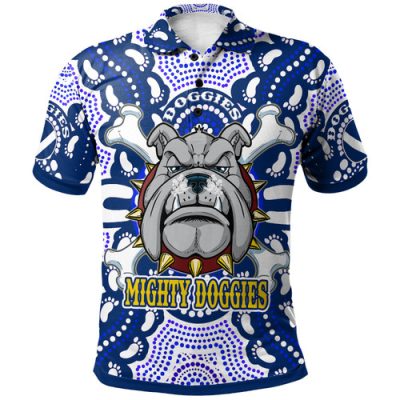 Canterbury-Bankstown Bulldogs Custom Polo Shirt - Indigenous Super Berries Tribal Footprints