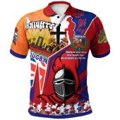 Newcastle Knights Polo Shirt - Custom Remembrance Newcastle Knights Anzac Quote With Poppy And Rosemary Polo Shirt