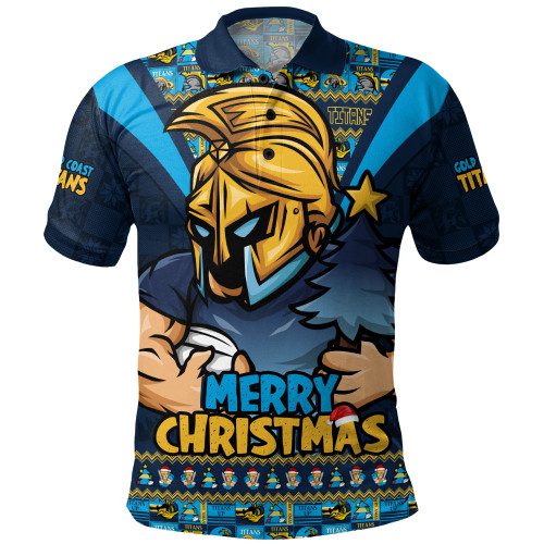 Gold Coast Titans Polo Shirt Merry Christmas Festive Spirit Edition Gold Coast Titans Polo Shirt Merry Christmas Festive Spirit Edition