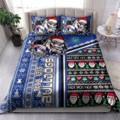 Canterbury-Bankstown Bulldogs Christmas Bedding Set - Custom Scratch Canterbury-Bankstown Christmas With Snowflakes Ho Ho Ho Bedding Set