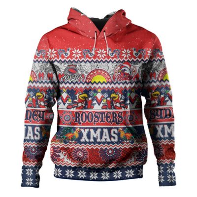 Sydney Roosters Christmas Aboriginal Custom Hoodie - Indigenous Knitted Ugly Xmas Style Hoodie