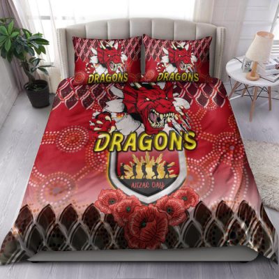 Australia Illawarra and St George Bedding Set - Aboriginal Inspired And Anzac Day With Dragons Poppy Flower Patterns Bedding Set Australia Illawarra and St George Bedding Set - Aboriginal Inspired And Anzac Day With Dragons Poppy Flower Patterns Bedding Set