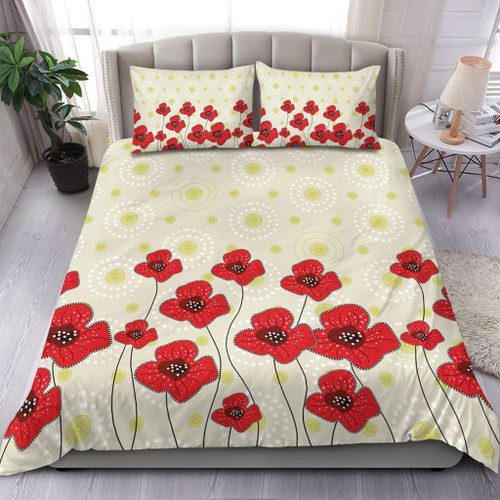 Australia Aboriginal Bedding Set - Poppy Flowers Background In Aboriginal Dot Art Style Bedding Set Australia Aboriginal Bedding Set - Poppy Flowers Background In Aboriginal Dot Art Style Bedding Set