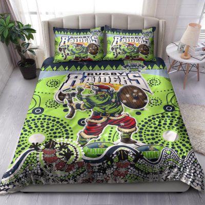 Canberra Raiders Christmas Bedding Set - Custom Merry Viking Canberra Raiders Christmas Indigenous Bedding Set